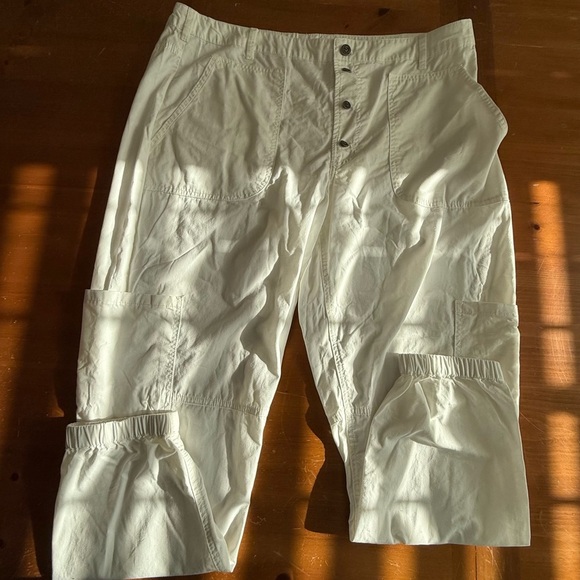 Sundance Size 16 Women’s Eyelet Pocket Cotton Pants White Beachy. Button Front - Picture 1 of 8